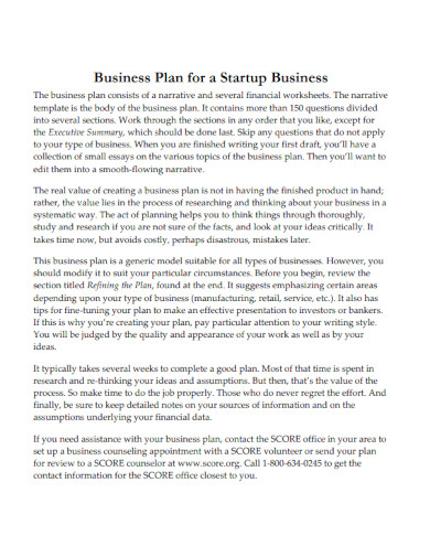 business plan for startup business 