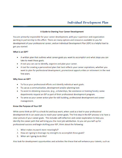 career goal individual development plan