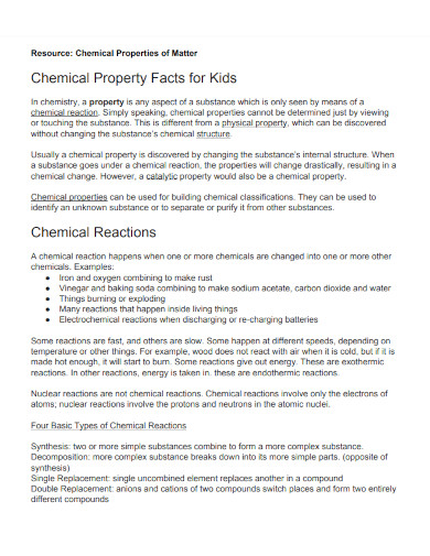 chemical property facts for kids