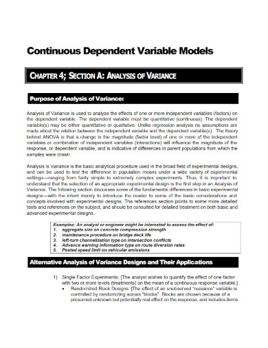 continuous dependent variable models 