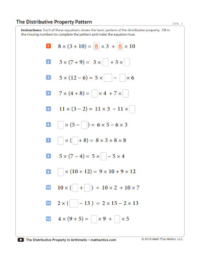 Distributive Property Examples And Answers