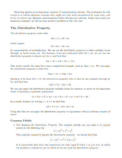 distributive property template 