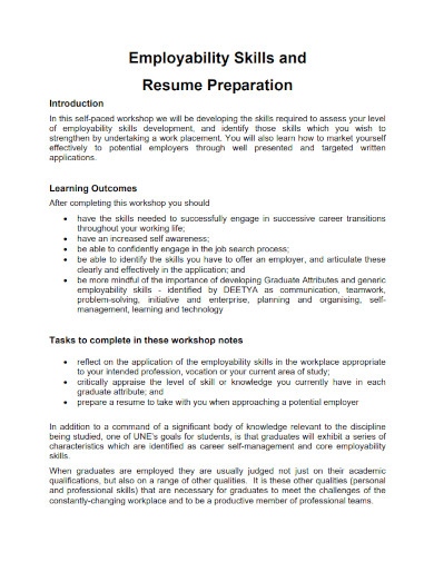 employability skills and resume preparation