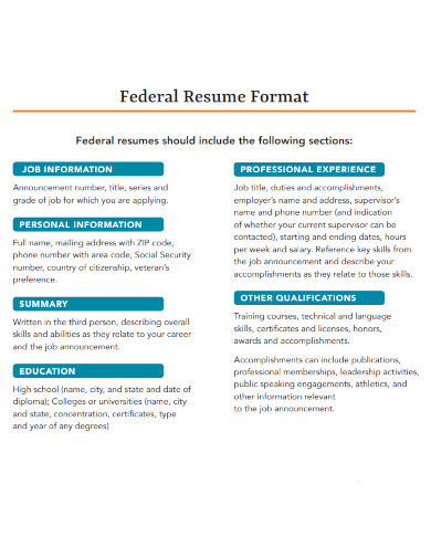 federal resume skills format