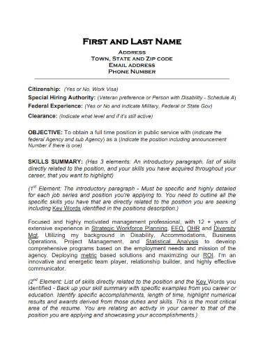 federal resume template 