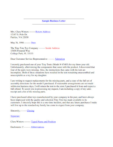formal business letter examples