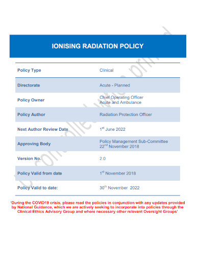 ionising radiation policy