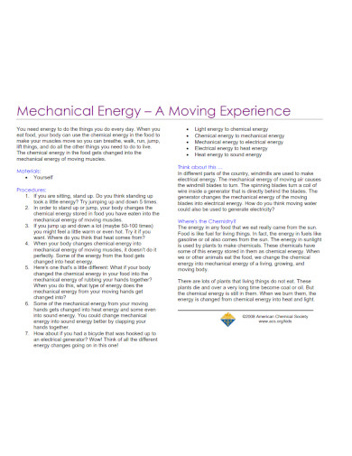 mechanical energy moving experience