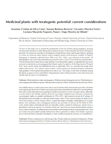 medicinal plants with teratogenic potential