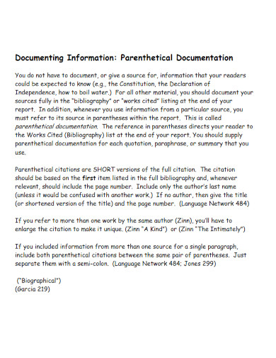 parenthetical citation documentation