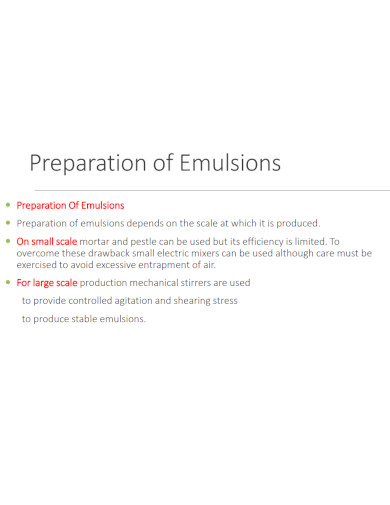 preparation of emulsions