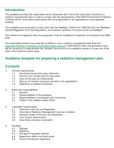 radiation guideline template