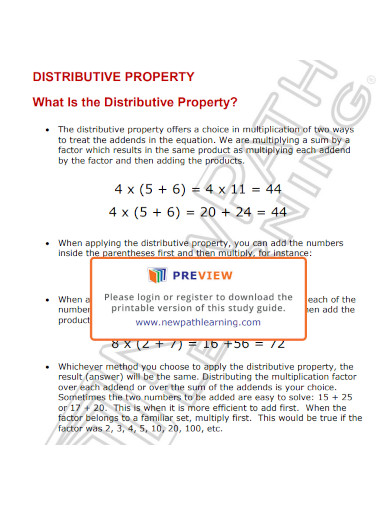 sample distributive property