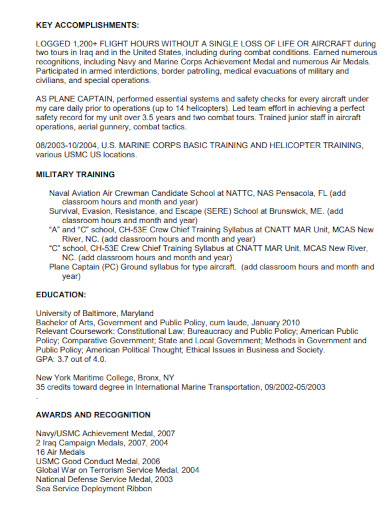 sample federal resume outline format