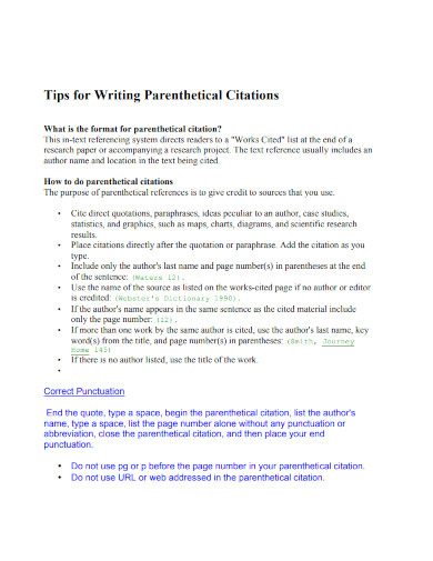 tips for writing parenthetical citations