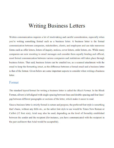 writing formal business letters 