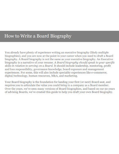 writing your first board biography