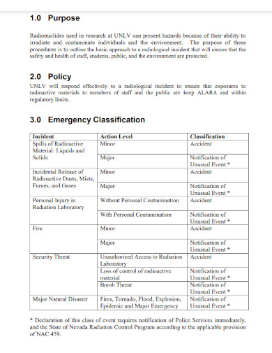 radiation emergency response plan