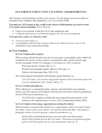 APA Format Reference Page - Examples, PDF | Examples