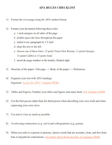 apa heading rules checklist 