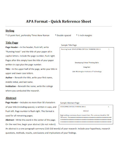 APA Format Reference Page - Examples, PDF | Examples