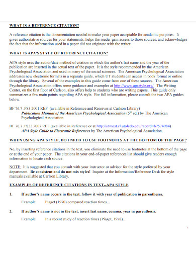 APA Format Reference Page - Examples, PDF | Examples