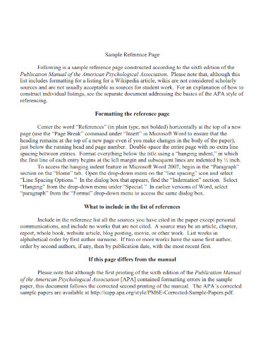 APA Format Reference Page - Examples, PDF | Examples