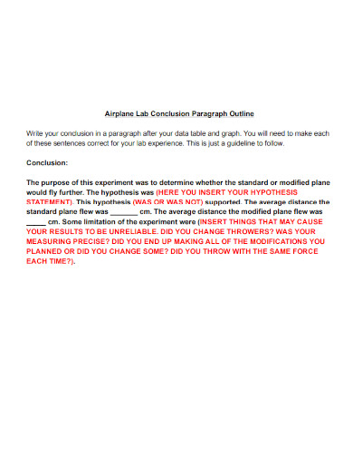 airplane lab conclusion paragraph outline