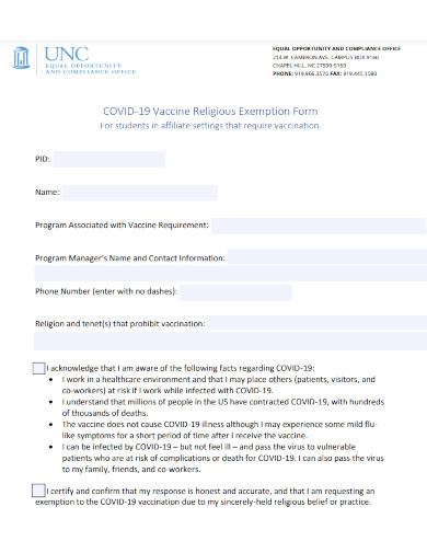 covid 19 vaccine religious exemption form