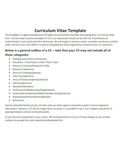 cv tips and template 