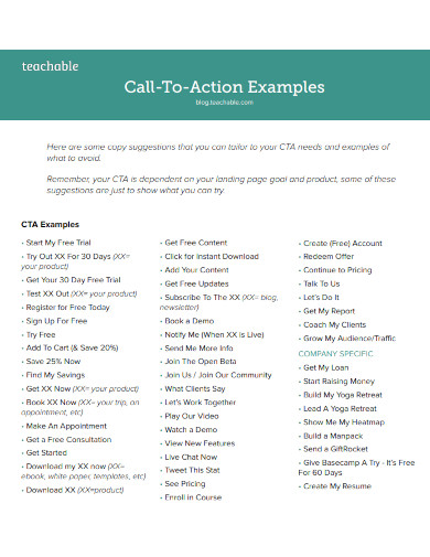 call for action conclusion examples