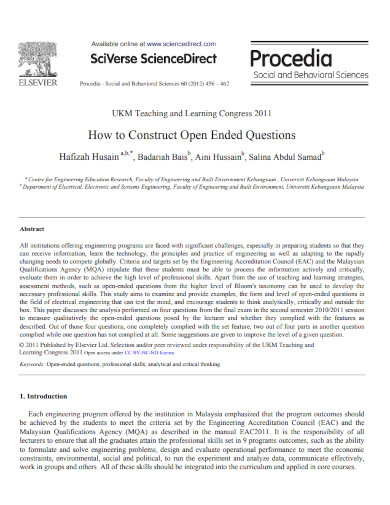 constructing open ended questions 