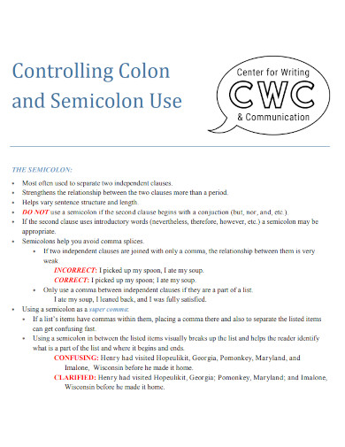 controlling colon and semicolon use