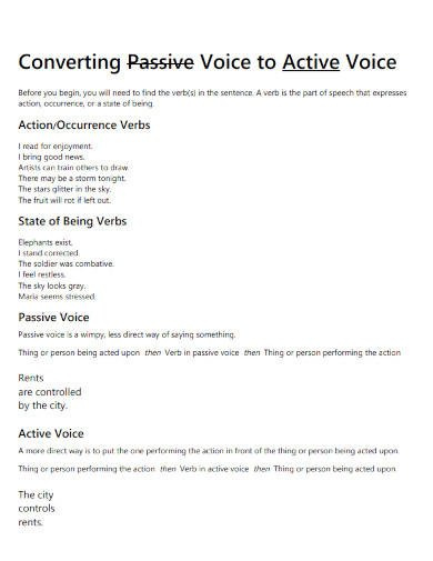 converting passive voice to active voice