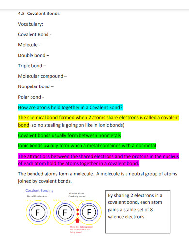 covalent bonds vocabulary