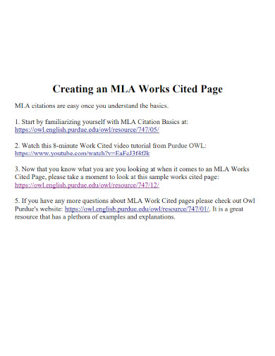 creating an mla works cited page
