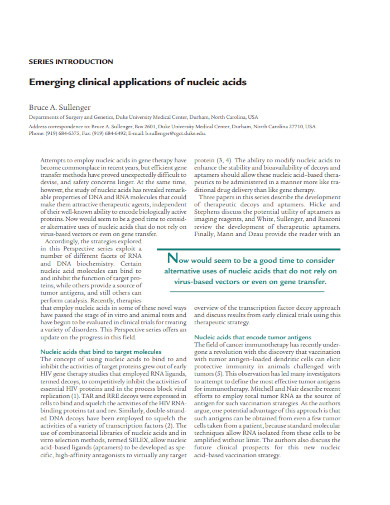 emerging clinical applications of nucleic acids