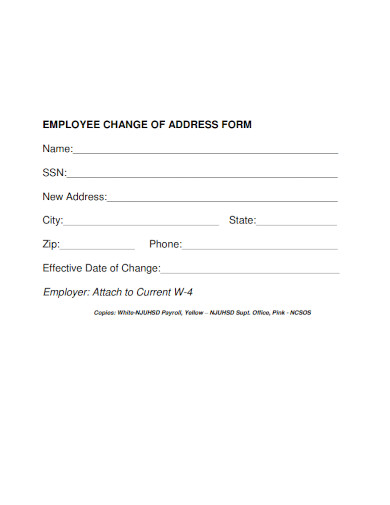 employee change of address format 