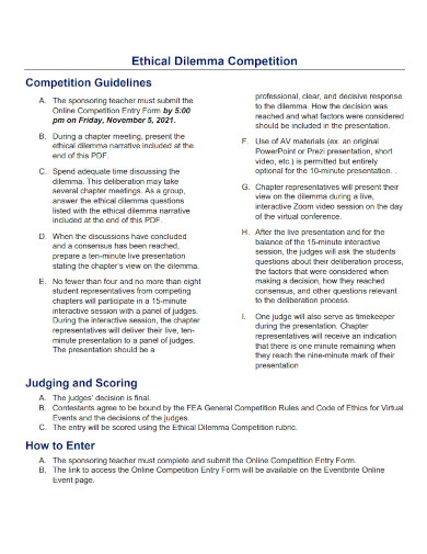 ethical dilemma competition overview