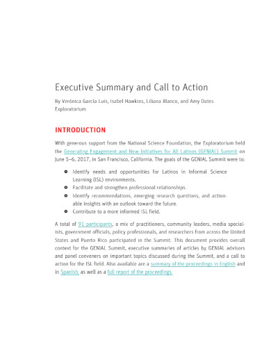 executive summary and call to action