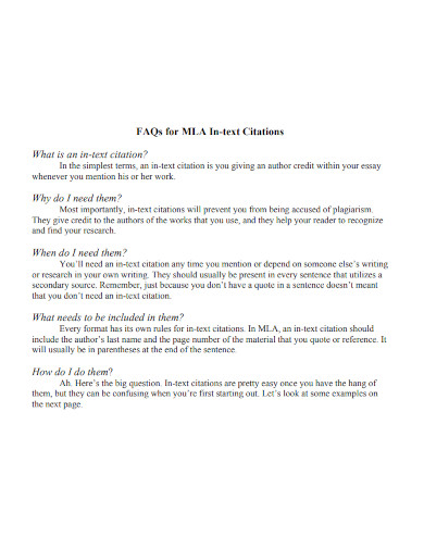faqs for mla in text citations