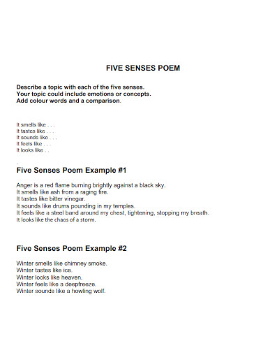 five senses poem