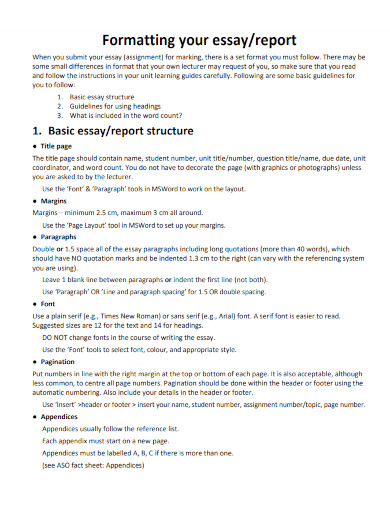 formatting apa essay report