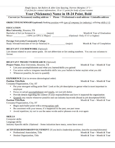 freshman high school resume guide