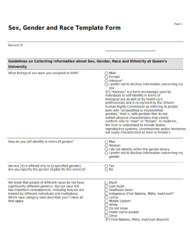 gender and race template form