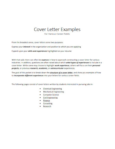 good cover letter examples 