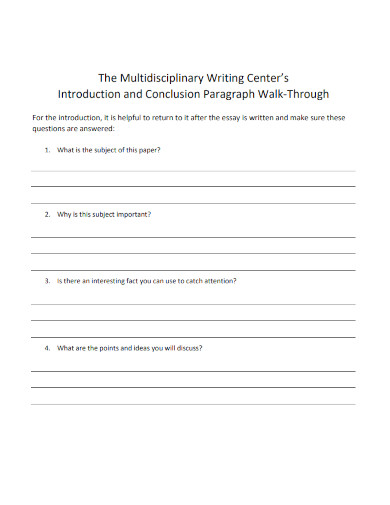 introduction and conclusion paragraph walk