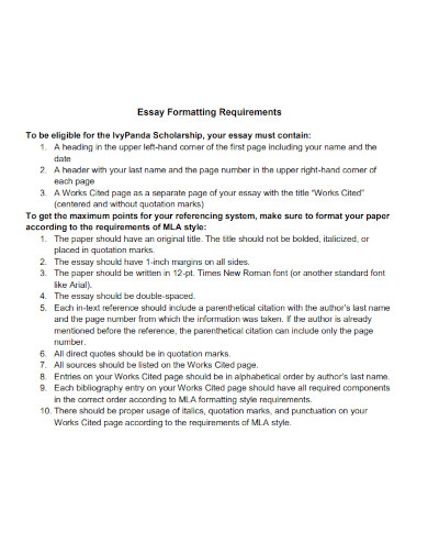 mla essay formatting requirements
