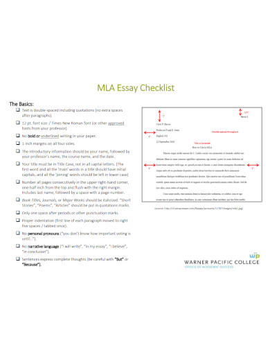 mla format essay checklist 
