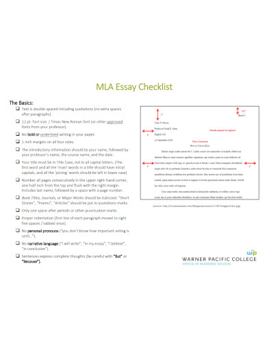 MLA Format Essay Checklist 